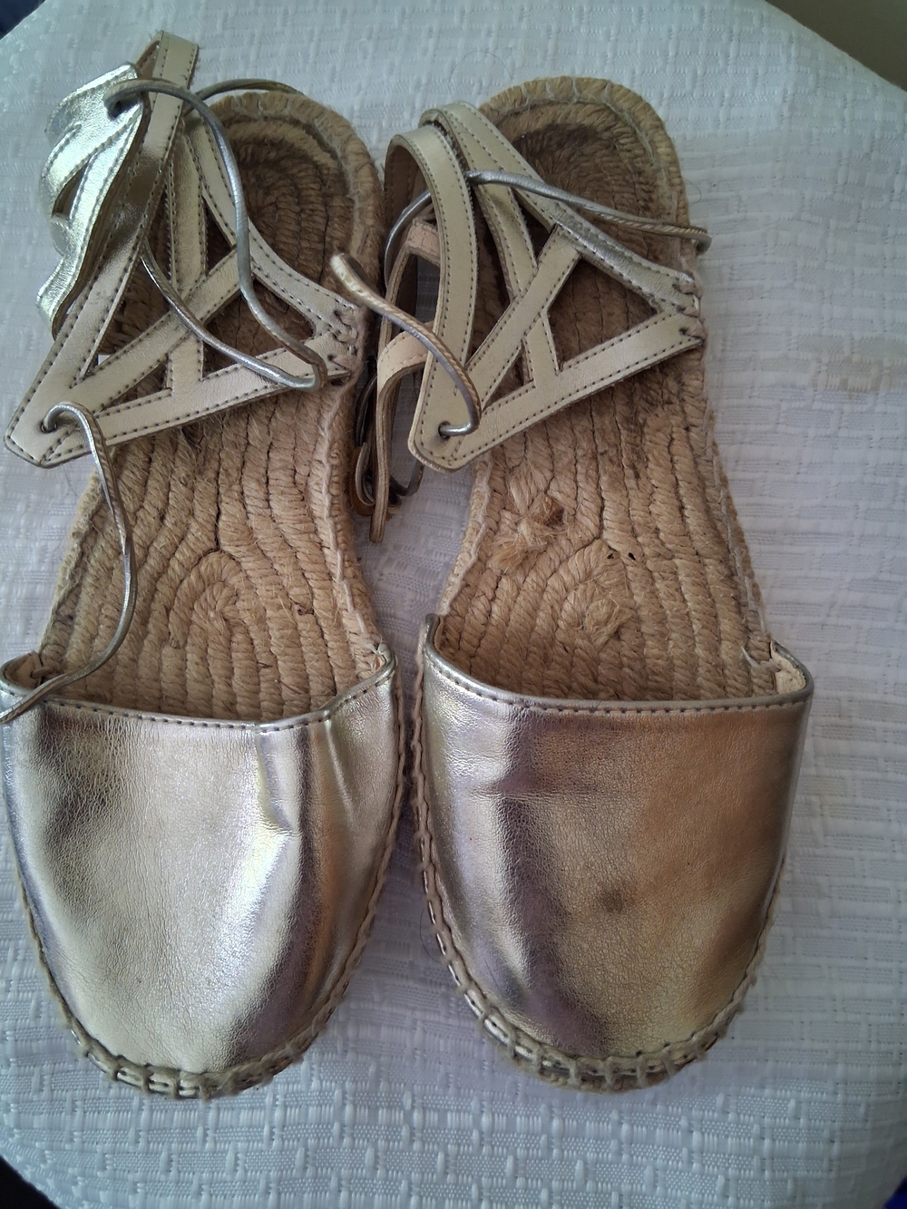 Zara Metallic Gold Espadrille Sandals